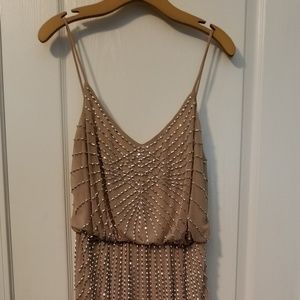 Tan Beaded evening dress